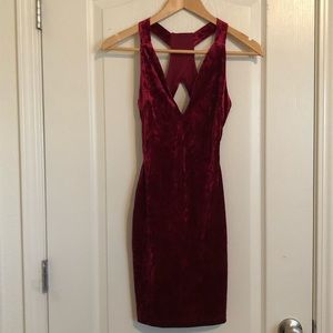 Red velvet mini dress